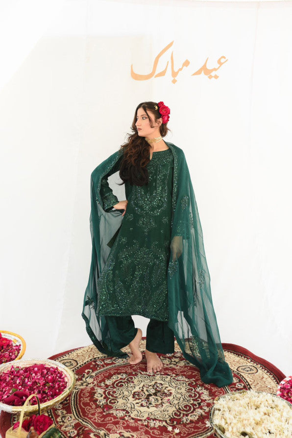 MEETHI EID'26 ( DARK GREEN DRESS )