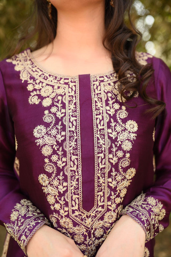 VOILET SHEESHA SILK DRESS