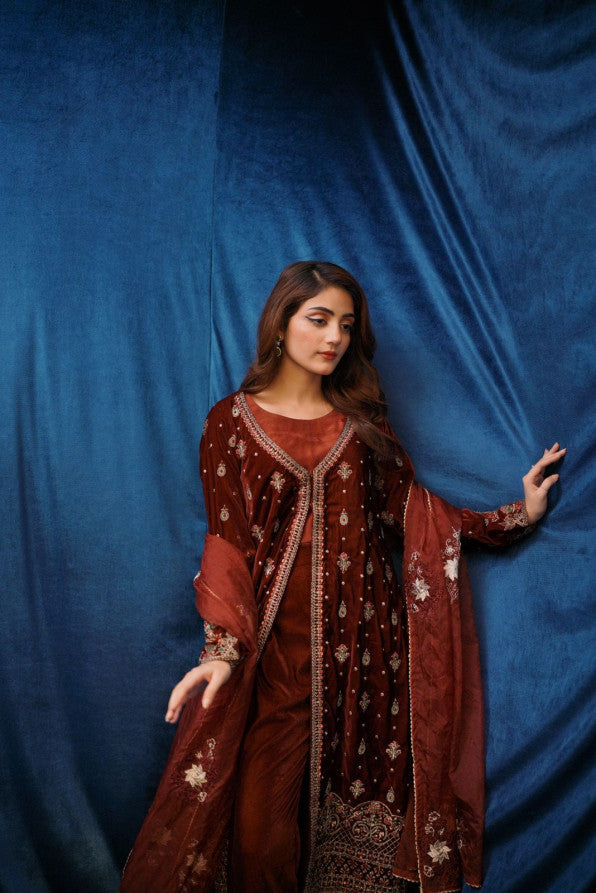 SAFFRON COLLECTION '24 ( VELVET COAT DRESS )