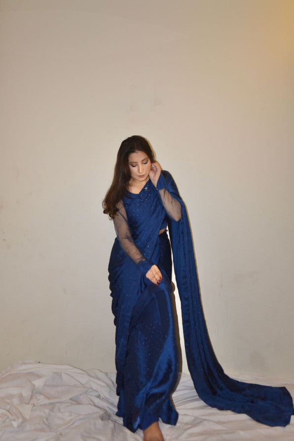 NAVY BLUE SILK SAREE