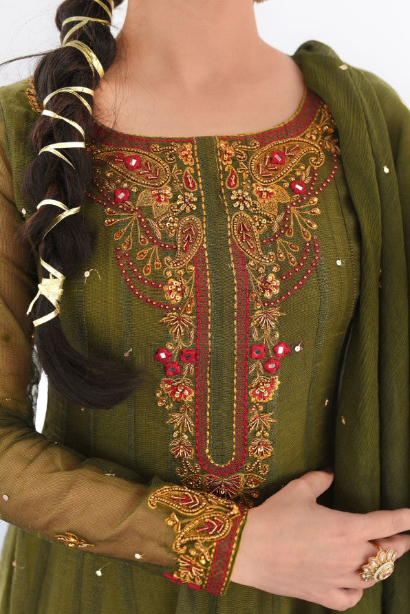 MEETHI EID'26 ( MEHANDI GREEN DRESS )