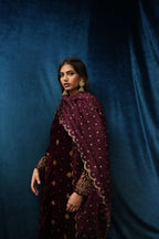SAFFRON COLLECTION'24 ( BURGUNDY VELVET )