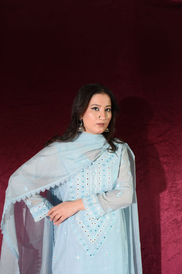 SONEHRI COLLECTION ( LIGHT BLUE DRESS )