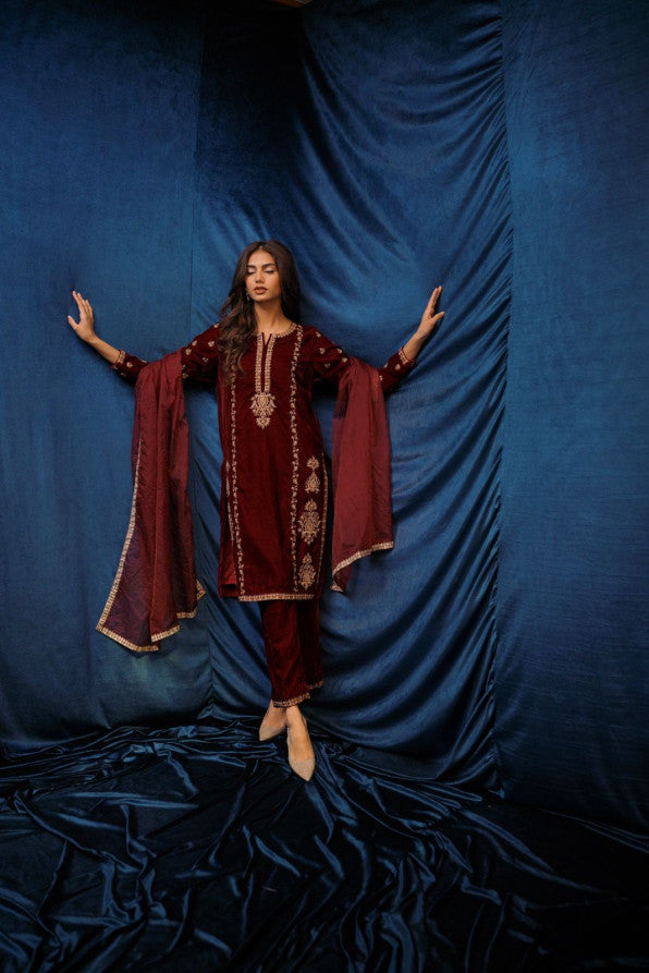 SAFFRON COLLECTION ‘24 MAROON VELVET