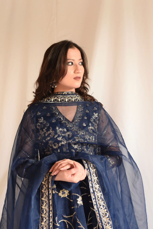 NAVY BLUE SEQIUNCED ANGRAKHA