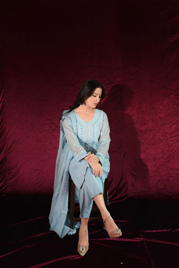 SONEHRI COLLECTION ( LIGHT BLUE DRESS )