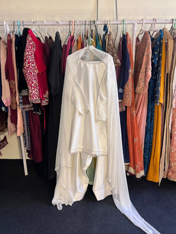 WHITE PURE FARSHI SHALWAR