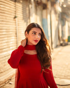 RED CHIFFON PISHWAS