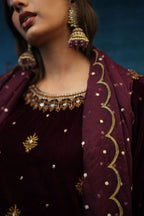 SAFFRON COLLECTION'24 ( BURGUNDY VELVET )