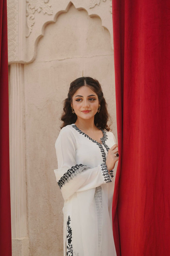 EID COLLECTION’25 WHITE FARSHI SHALWAR