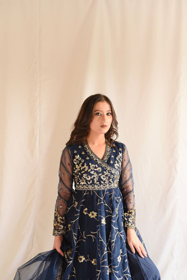 NAVY BLUE SEQIUNCED ANGRAKHA