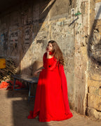 RED CHIFFON PISHWAS