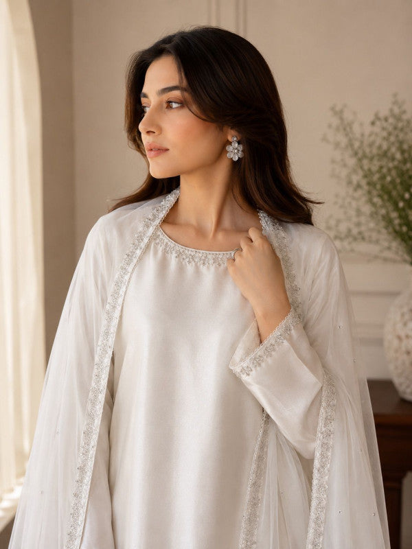 WHITE PURE FARSHI SHALWAR