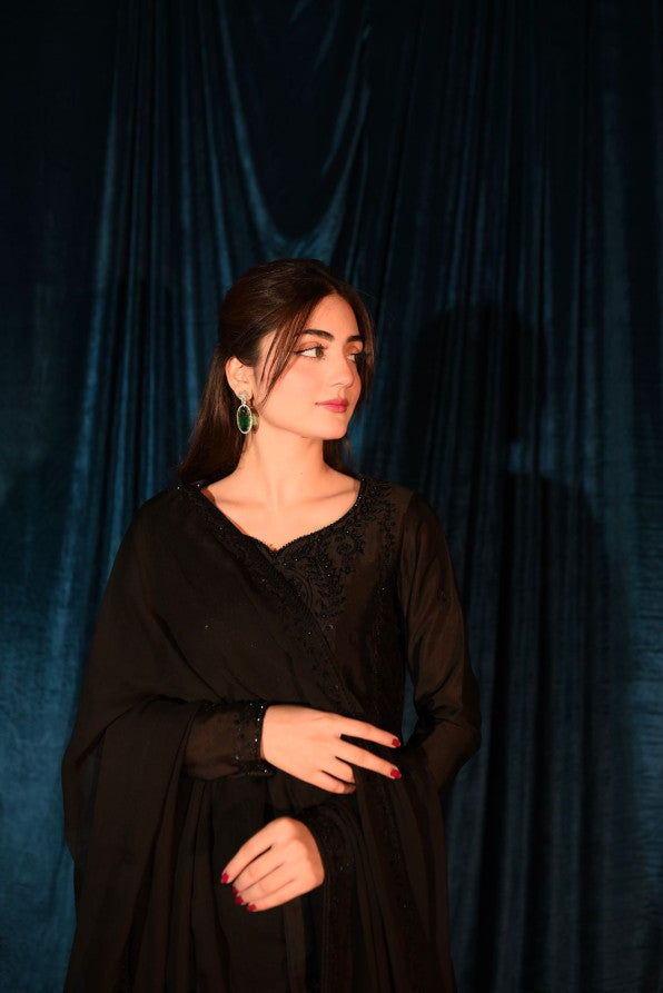 RAW SILK COLLECTION ‘25 BLACK SHALWAR KAMEEZ