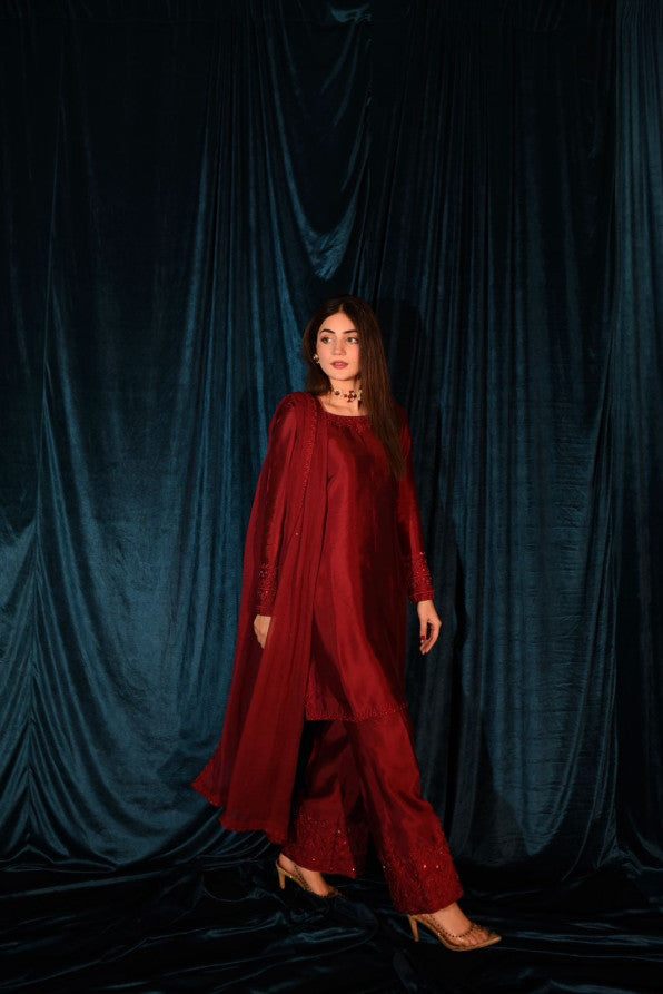 RAW SILK COLLECTION ‘25 BLOOD RED DRESS