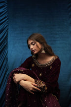 SAFFRON COLLECTION'24 ( BURGUNDY VELVET )
