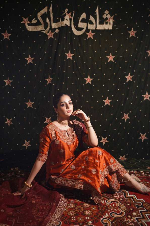 PHOOL COLLECTION ‘25 ( RUST LONG SHIRT DRESS)