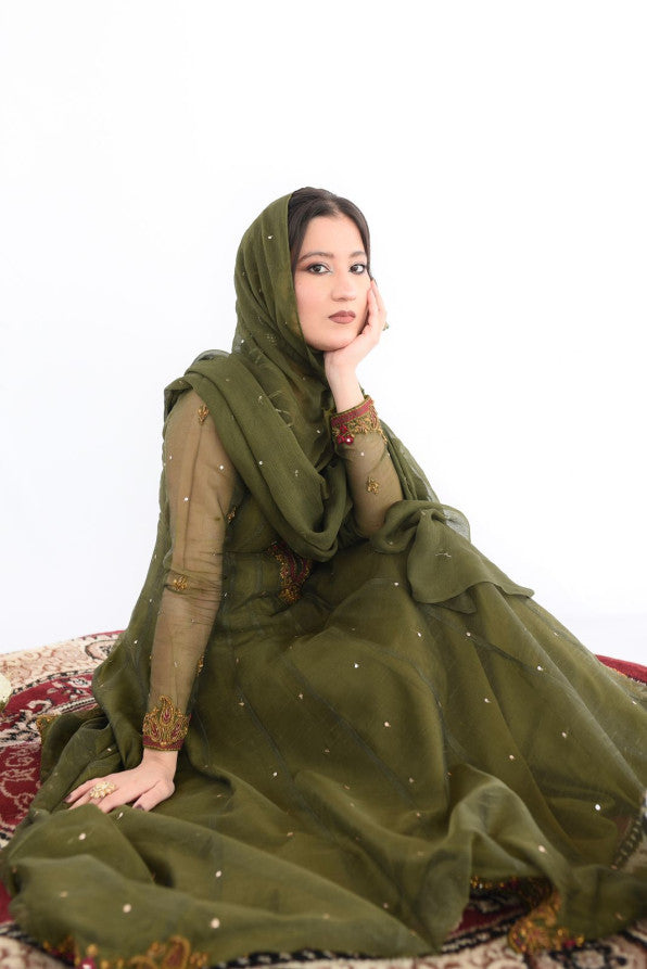 MEETHI EID'26 ( MEHANDI GREEN DRESS )