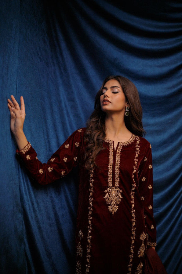 SAFFRON COLLECTION ‘24 MAROON VELVET