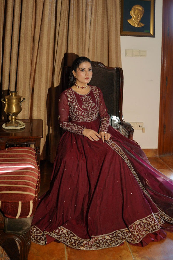 Ashnah Collection'25 ( Maroon pishwas )