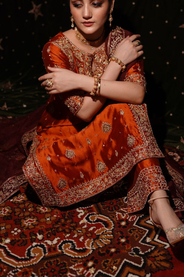 PHOOL COLLECTION ‘25 ( RUST LONG SHIRT DRESS)
