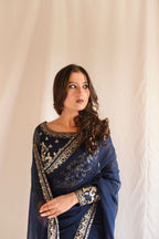 NAVY BLUE SEQUENCED SAREE