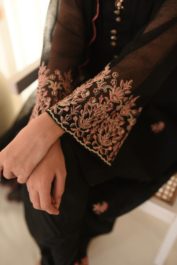 FLOWER GIRL ( BLACK EMB DRESS )