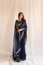 NAVY BLUE SEQUENCED SAREE