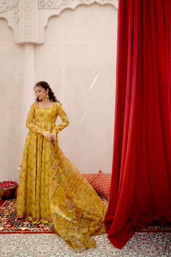 EID COLLECTION'25 ( FLORAL YELLOW DRESS )