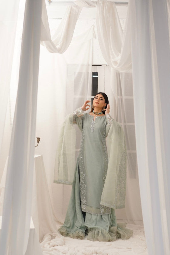 RANGREZ COLLECTION ( SEA BLUE LEHANGA DRESS )