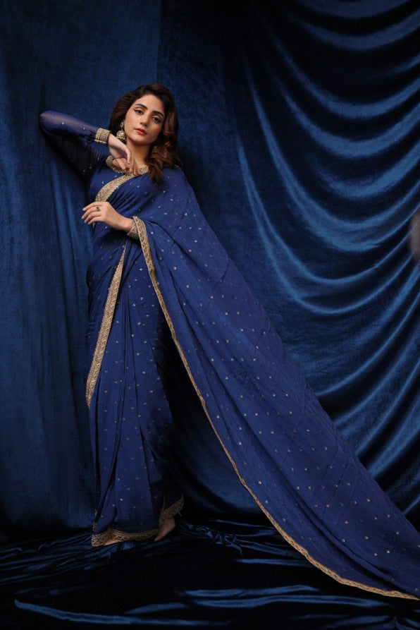SAFFRON COLLECTION' 24 ( ROYAL BLUE SEQUINCED SAREE )