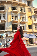 RED CHIFFON PISHWAS