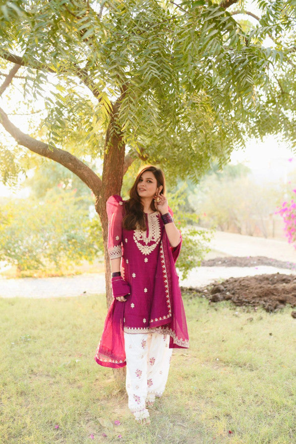 PATILA DRESS PINK  WHITE SHALWAR KAMEEZ