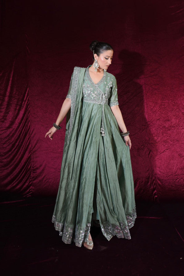 EXCLUSIVE COLLECTION ( SAGE GREEN ANGRAKHA )