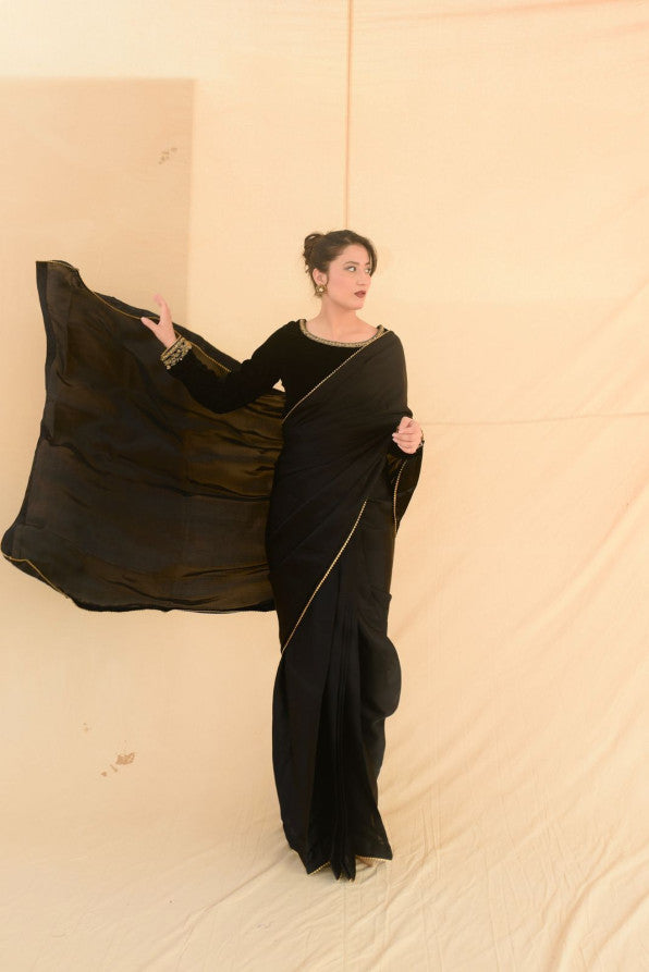 SONHERI COLLECTION (BLACK VELVET SAREE )