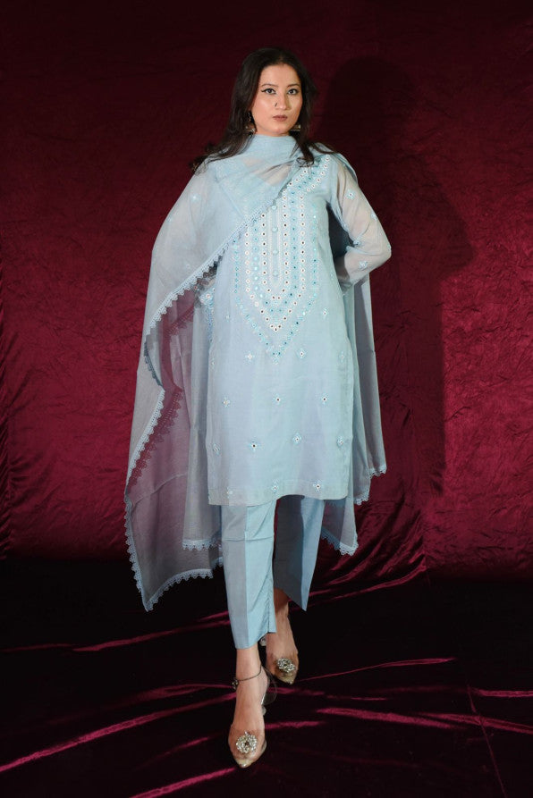 SONEHRI COLLECTION ( LIGHT BLUE DRESS )