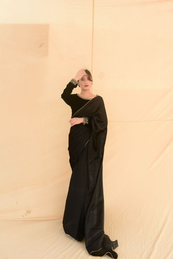 SONHERI COLLECTION (BLACK VELVET SAREE )