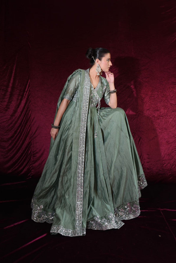 EXCLUSIVE COLLECTION ( SAGE GREEN ANGRAKHA )