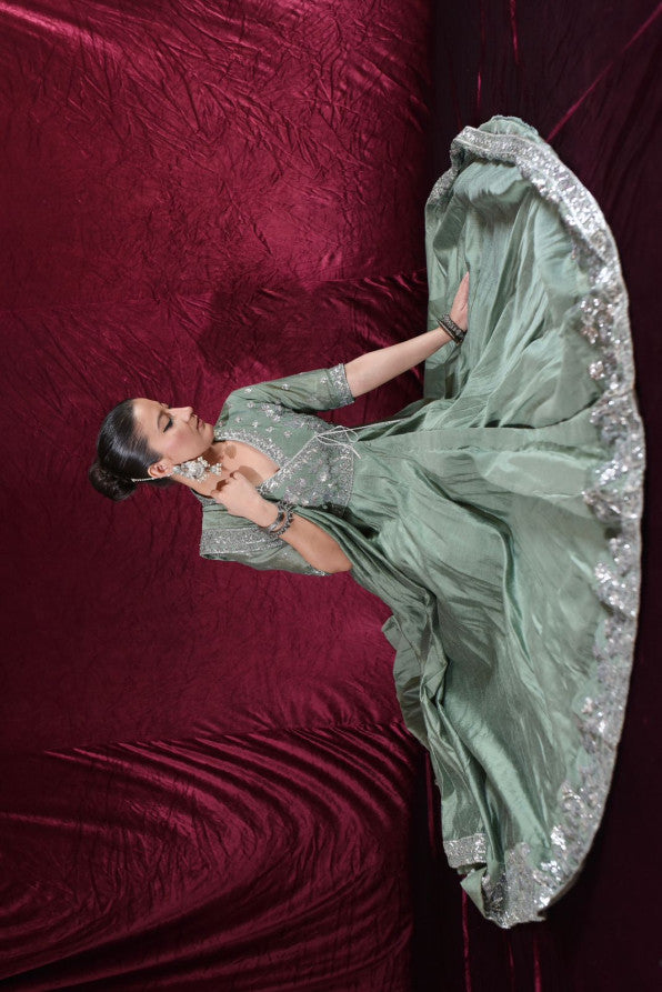 EXCLUSIVE COLLECTION ( SAGE GREEN ANGRAKHA )