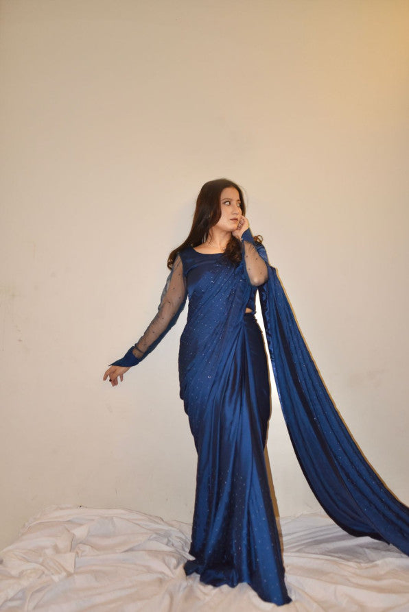 NAVY BLUE SILK SAREE