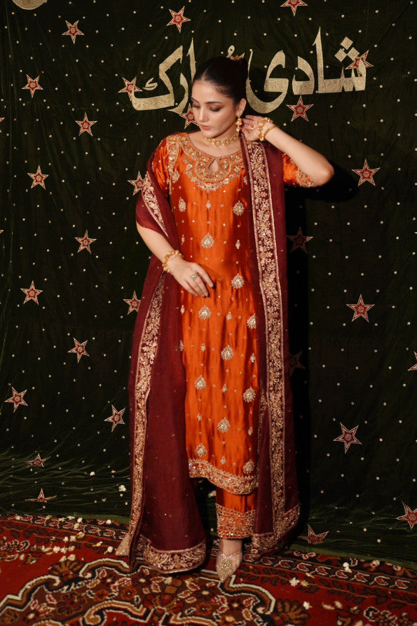 PHOOL COLLECTION ‘25 ( RUST LONG SHIRT DRESS)