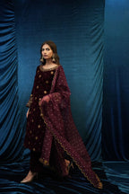 SAFFRON COLLECTION'24 ( BURGUNDY VELVET )