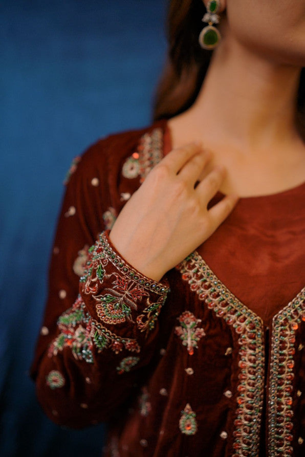 SAFFRON COLLECTION '24 ( VELVET COAT DRESS )