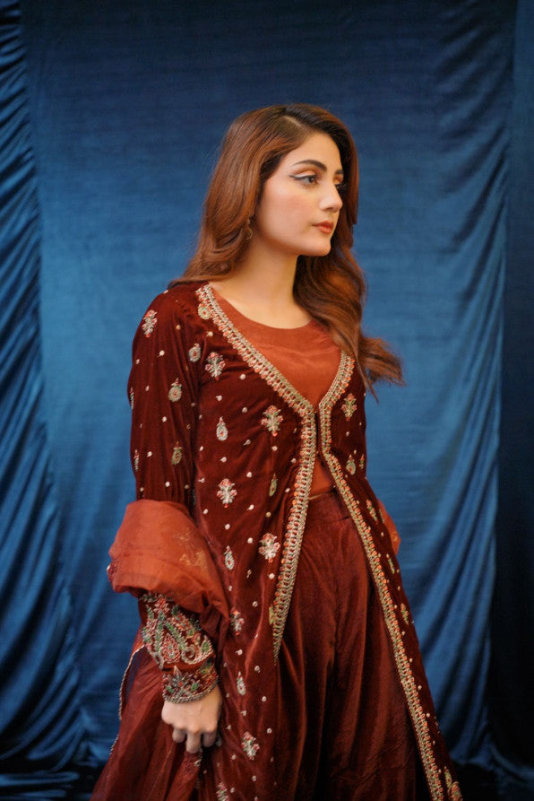 SAFFRON COLLECTION '24 ( VELVET COAT DRESS )