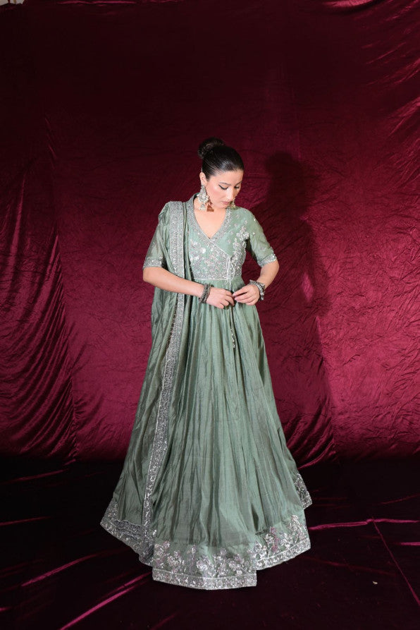 EXCLUSIVE COLLECTION ( SAGE GREEN ANGRAKHA )