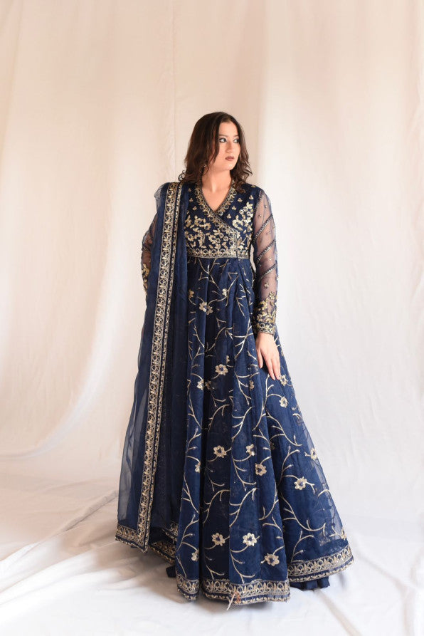 NAVY BLUE SEQIUNCED ANGRAKHA