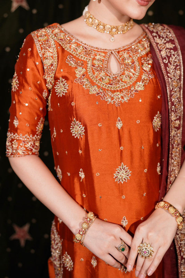 PHOOL COLLECTION ‘25 ( RUST LONG SHIRT DRESS)