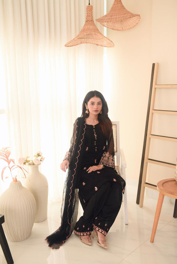 FLOWER GIRL ( BLACK EMB DRESS )