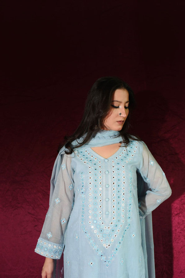 SONEHRI COLLECTION ( LIGHT BLUE DRESS )