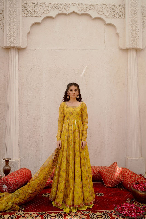 EID COLLECTION'25 ( FLORAL YELLOW DRESS )